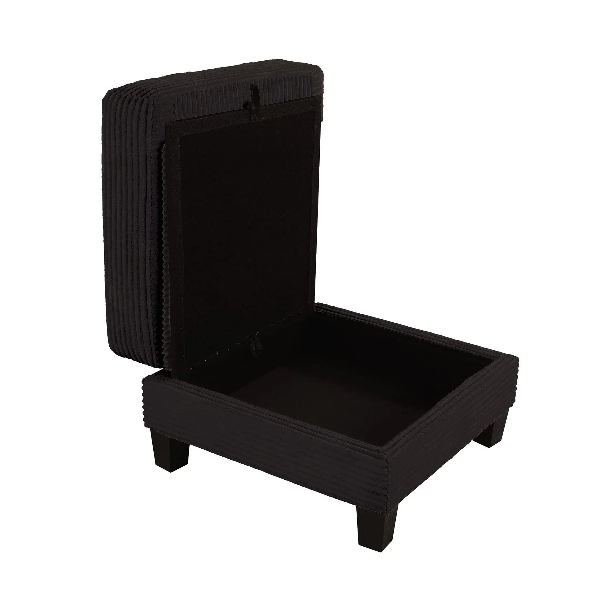 Black 3 Piece Set Comfy Sofa Couch 3-Seater & Loveseat Sofa with Storage Ottoman for Living Room with USB, Side Pockets, Pillows included - Image 17