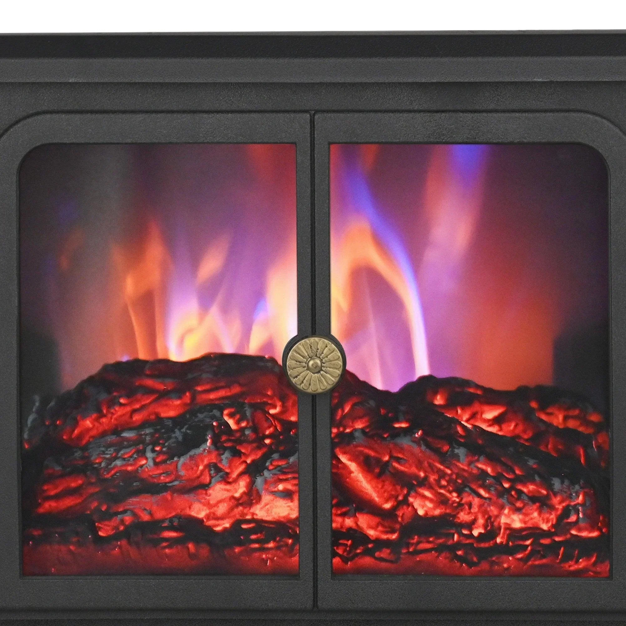 Parrot Uncle Black Electric Heater Free Standing Stove, 3D Flame Overheat Protection Adjustable Thermostat, 1500W (FP201S-T3-A2) - Image 3