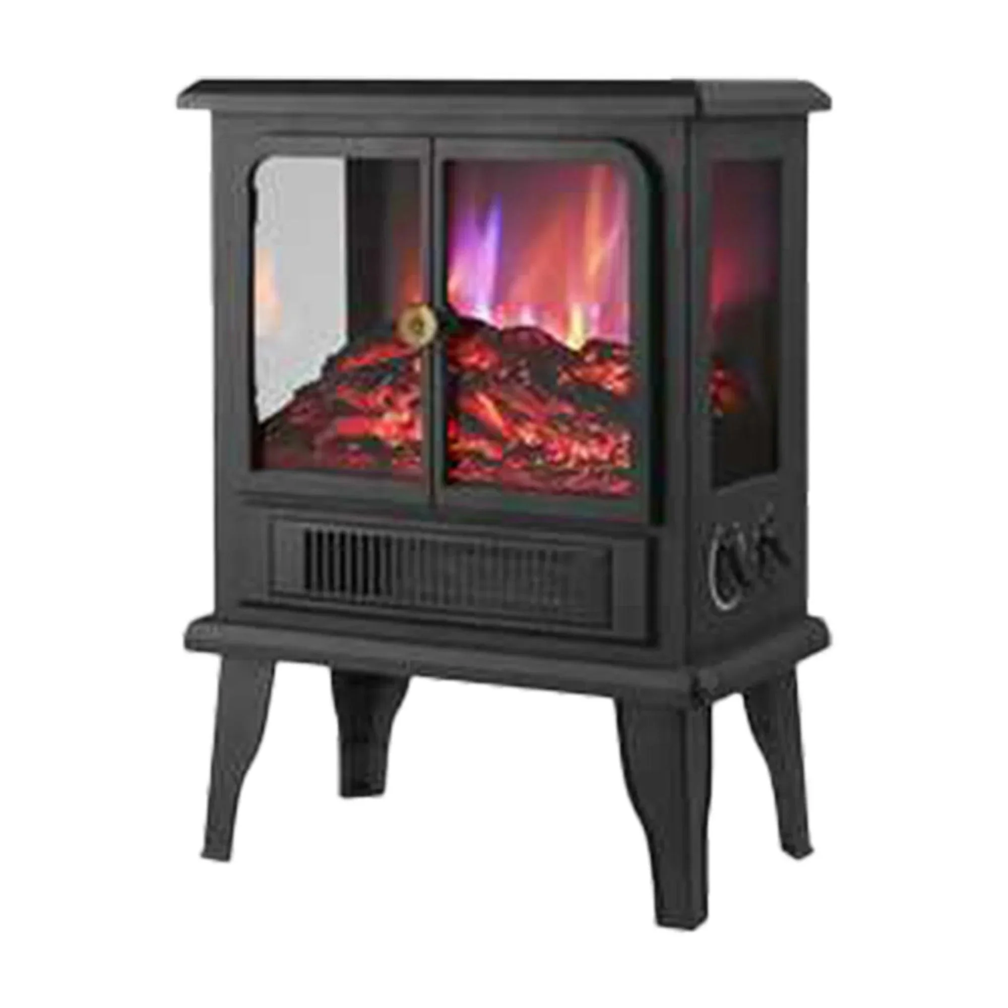 Parrot Uncle Black Electric Heater Free Standing Stove, 3D Flame Overheat Protection Adjustable Thermostat, 1500W (FP201S-T3-A2) - Image 5