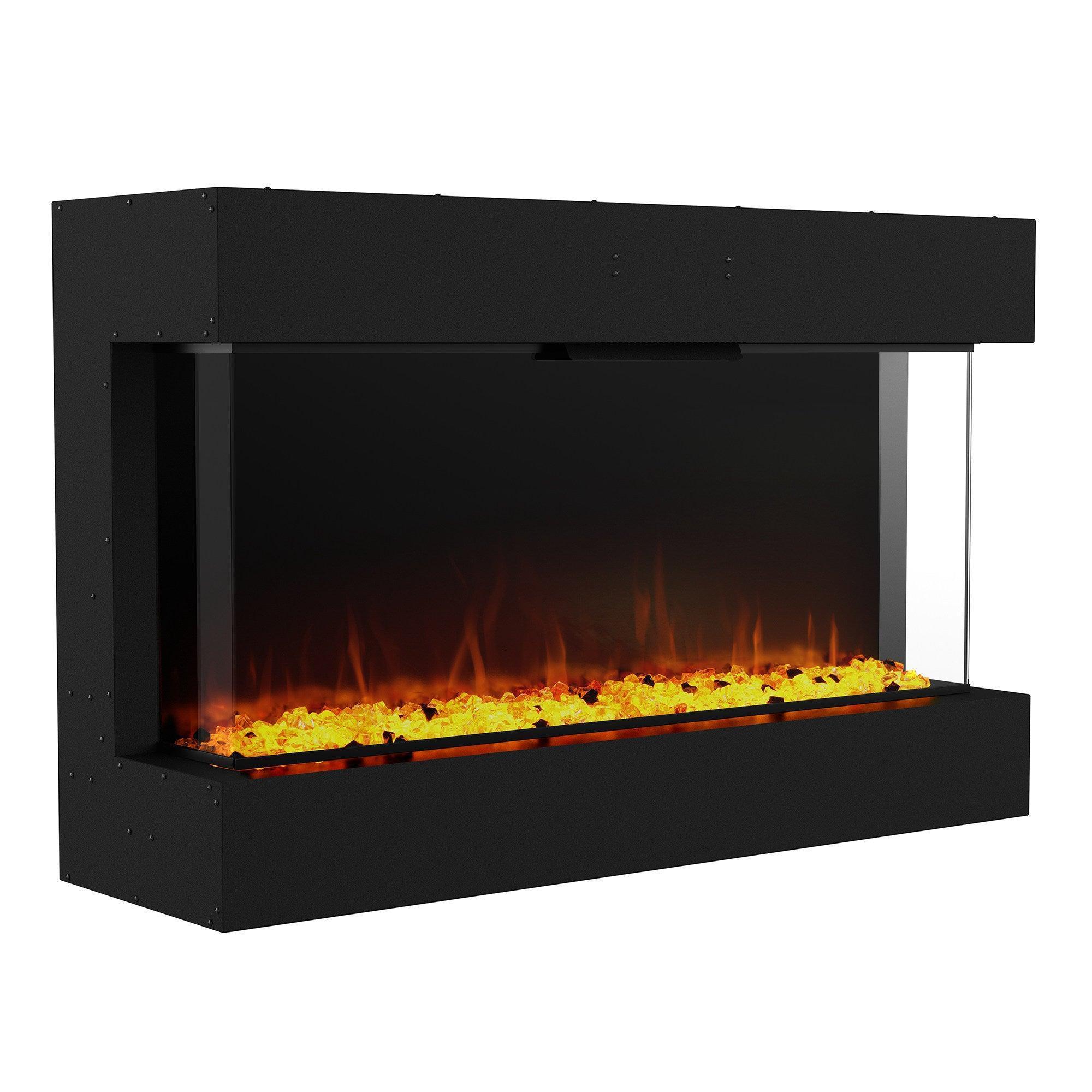 Parrot Uncle Insert or Wall-Mount Electric 3-Color Flame with LED Light Fireplace in Black - Image 3