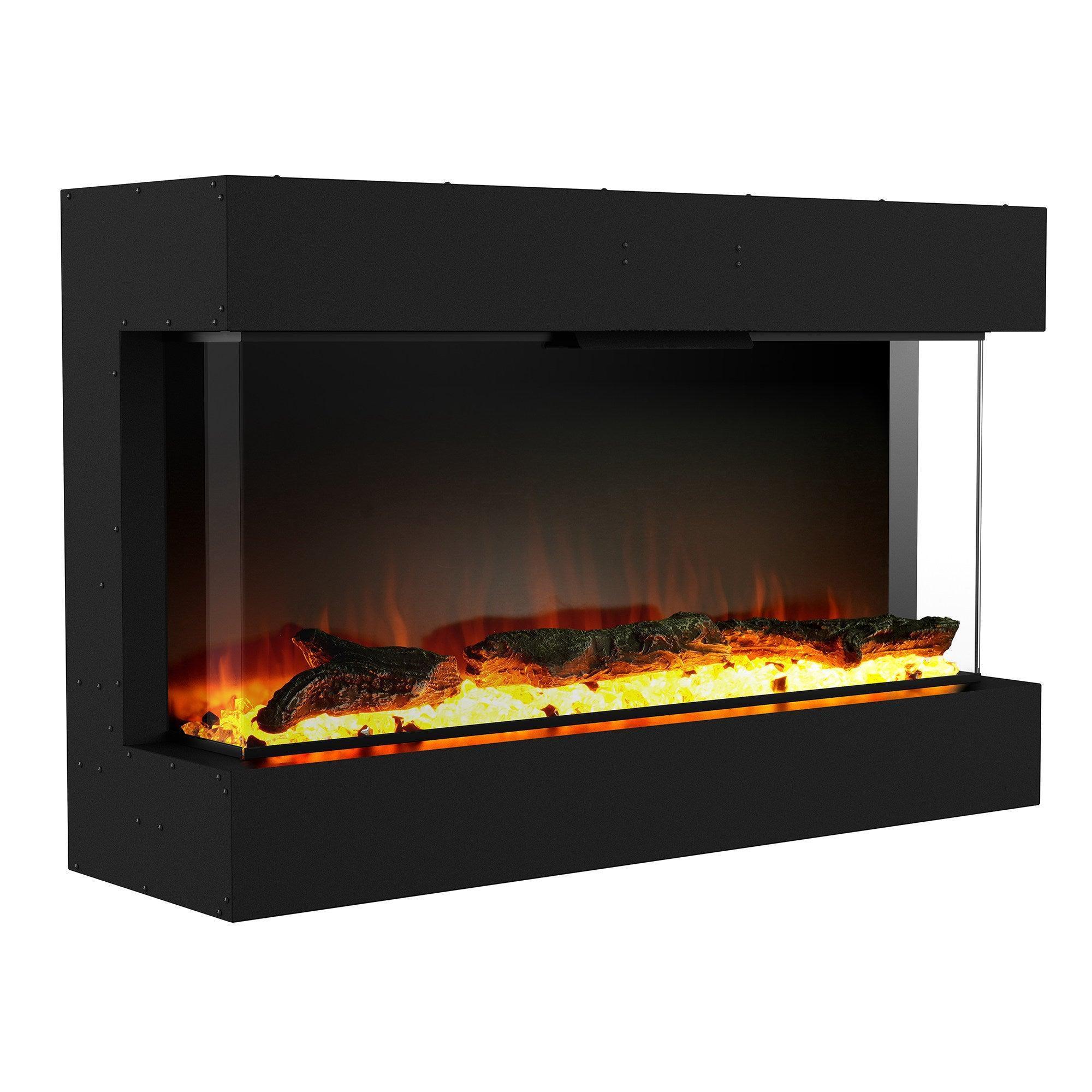 Parrot Uncle Insert or Wall-Mount Electric 3-Color Flame with LED Light Fireplace in Black - Image 4