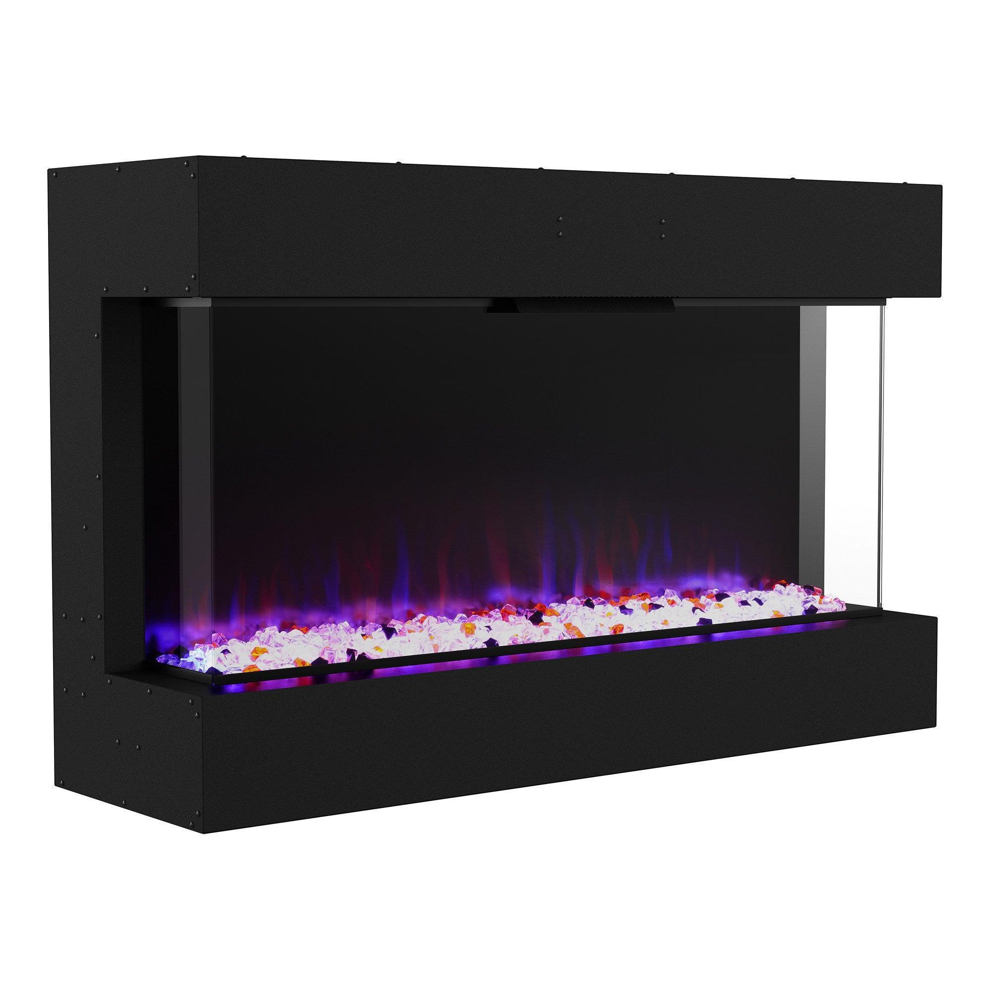 Parrot Uncle Insert or Wall-Mount Electric 3-Color Flame with LED Light Fireplace in Black - Image 7