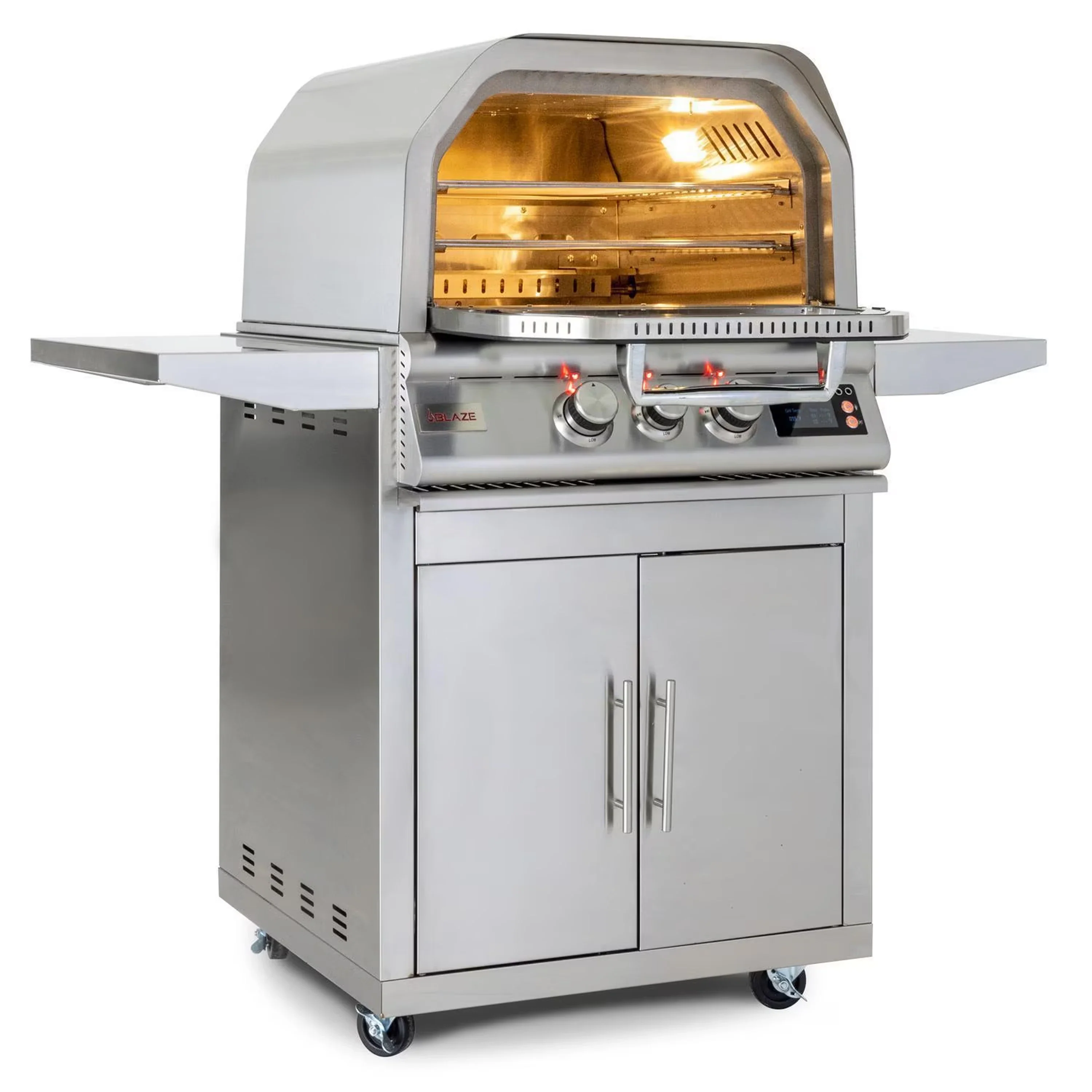 Blaze 26-Inch Propane Gas Outdoor Pizza Oven with Rotisserie and Cart - Image 4