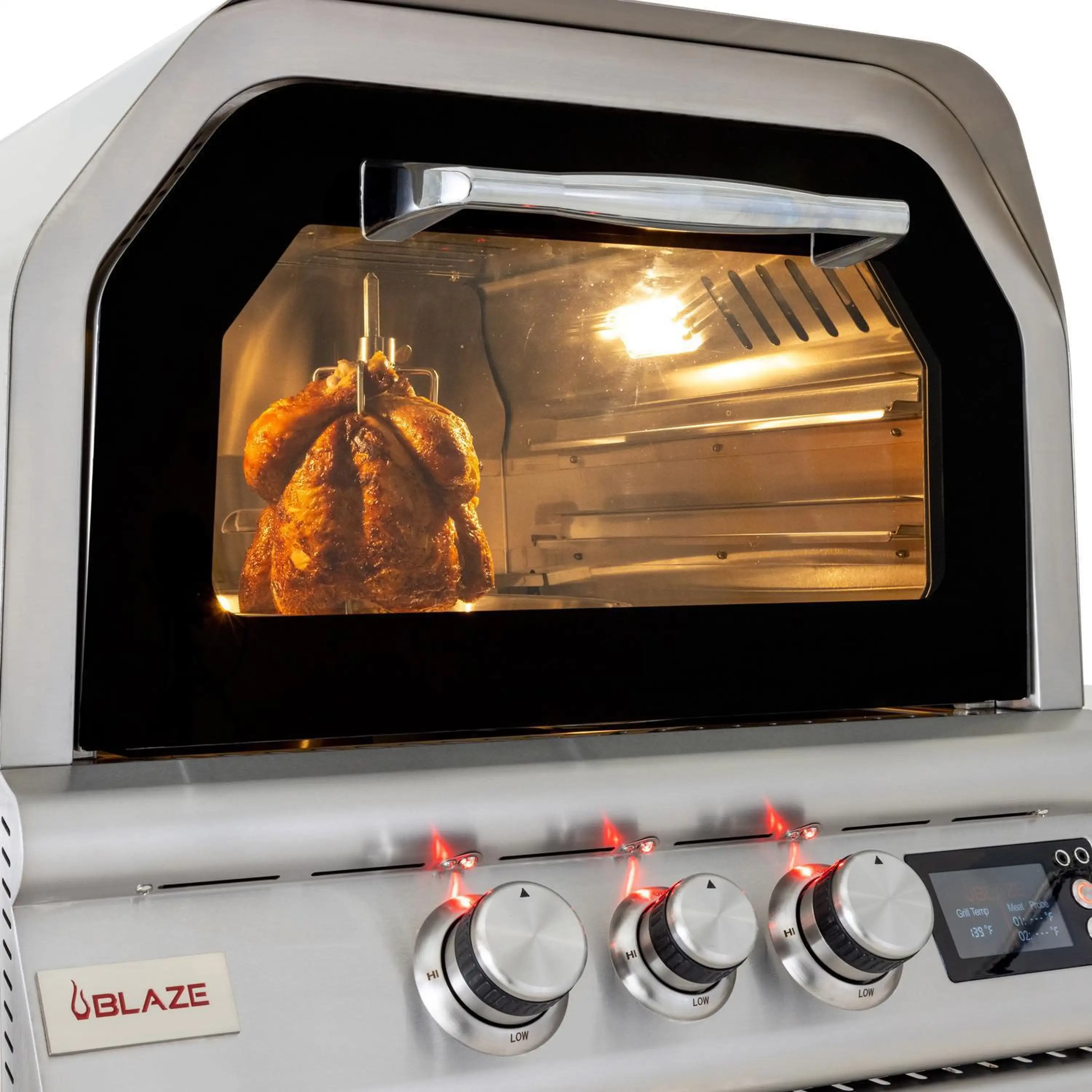 Blaze 26-Inch Propane Gas Outdoor Pizza Oven with Rotisserie and Cart - Image 5