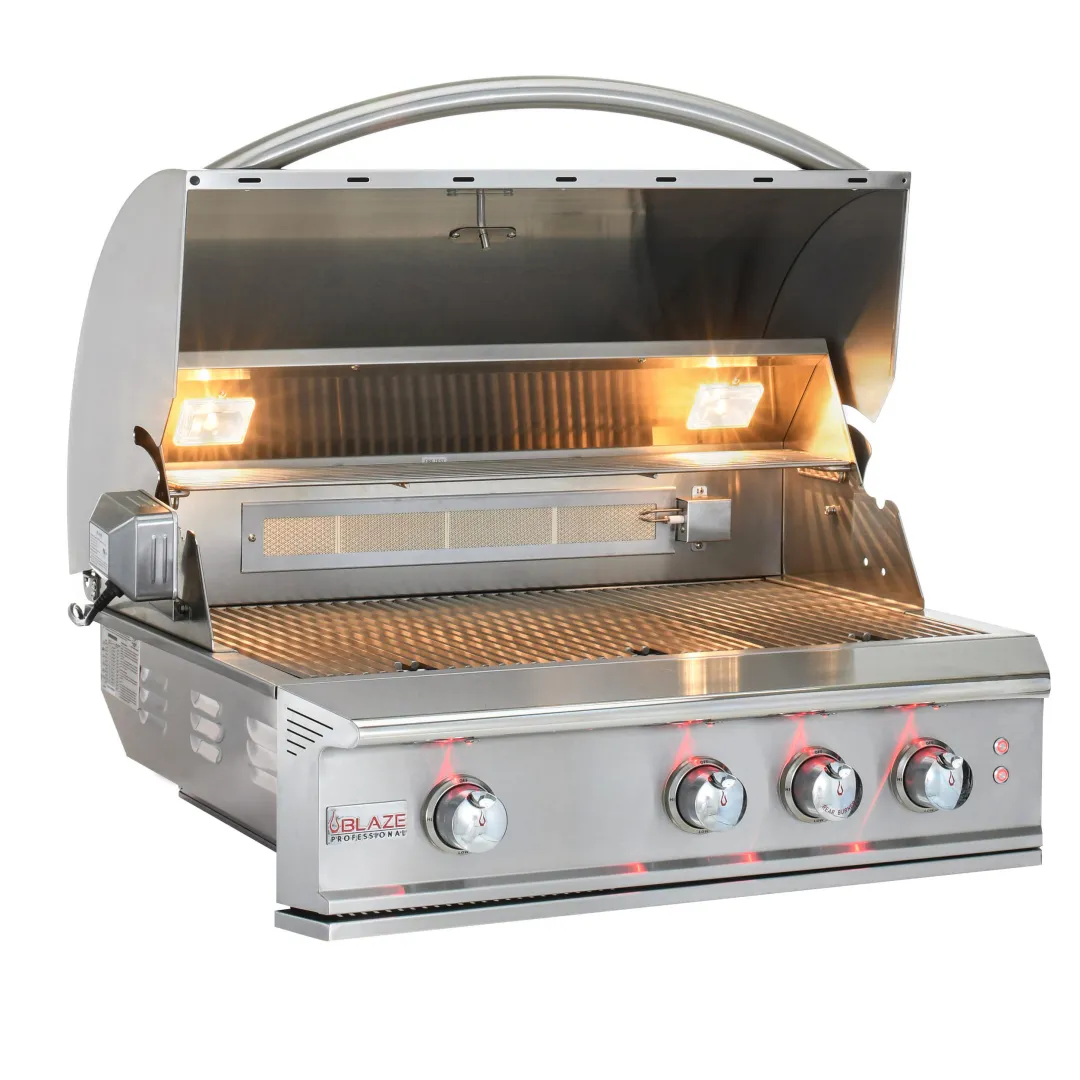 Blaze Grill Package - Professional LUX 34-Inch 3-Burner Built-In Natural Gas Grill, Side Burner and Beverage Center in Stainless Steel - Image 4