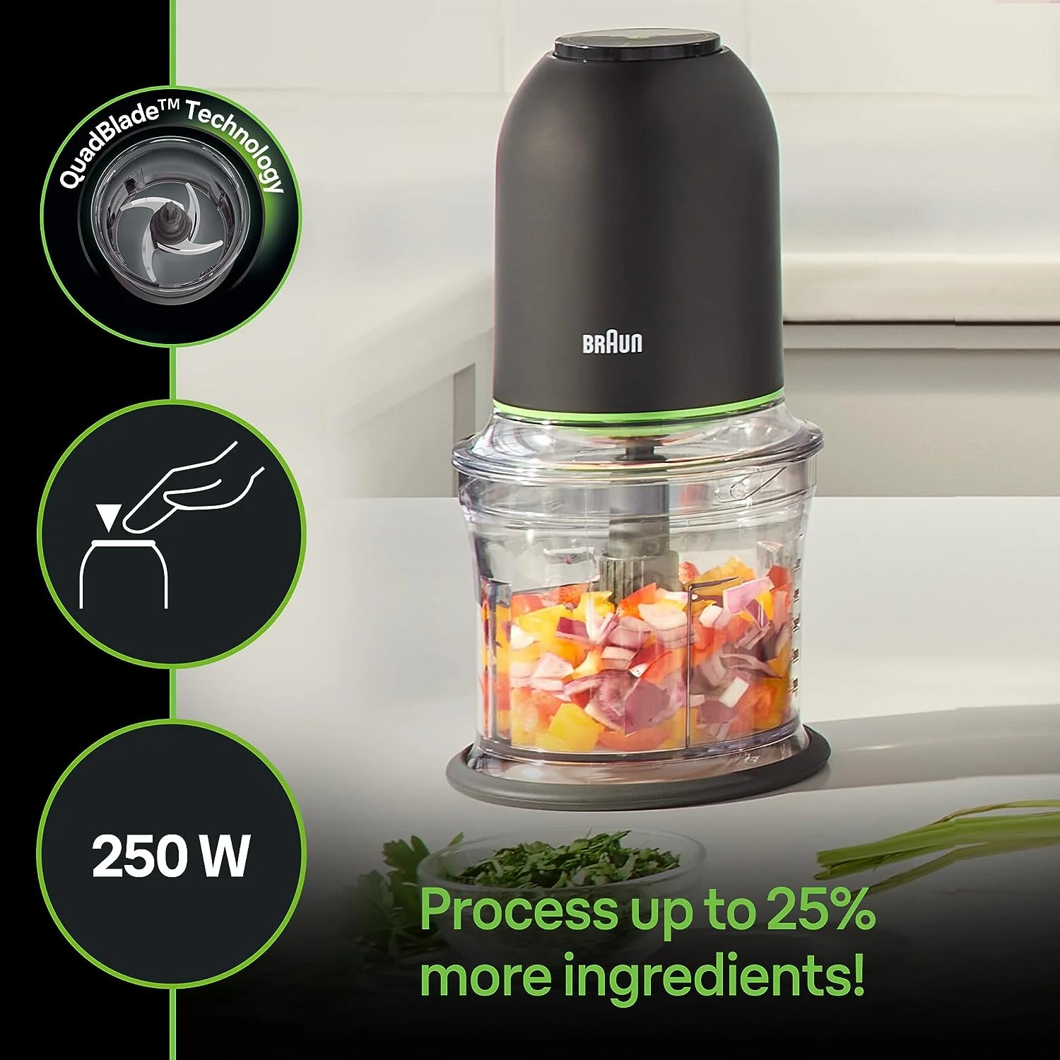 Braun Easy Prep Mini 4 Cup Chopper, 250W Quadblade Technology in Black (CH3012BK) - Image 16