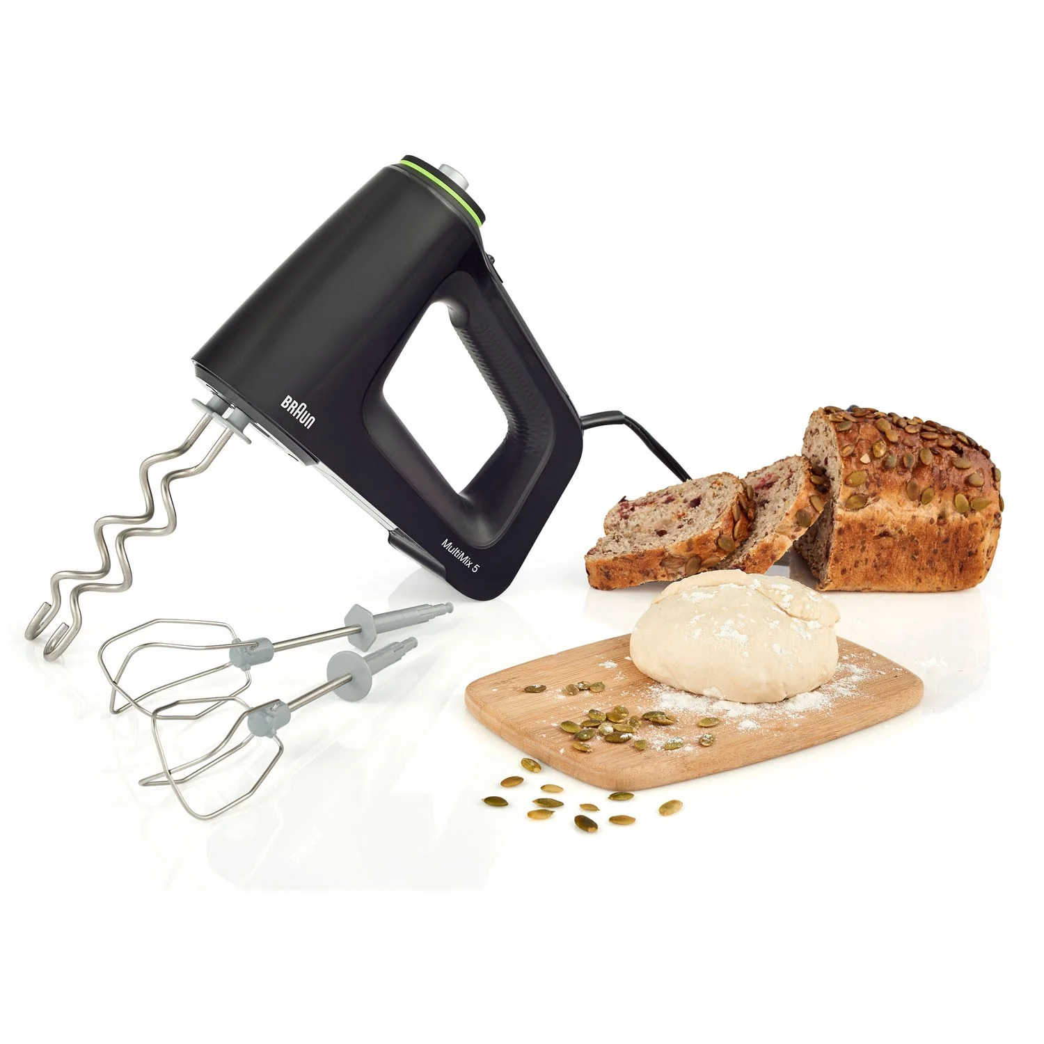 Braun Hand Mixer with Beaters, Dough Hooks and Accessory Bag in Black (HM5100) - Image 5