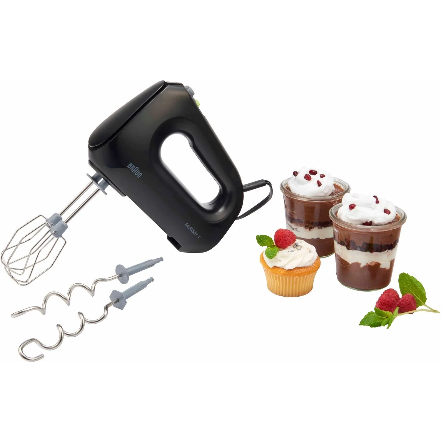 Braun Multimix 1 Hand Mixer w/Beaters, Dough Hooks and Accessory Bag in Black (HM1010BK) - Image 5