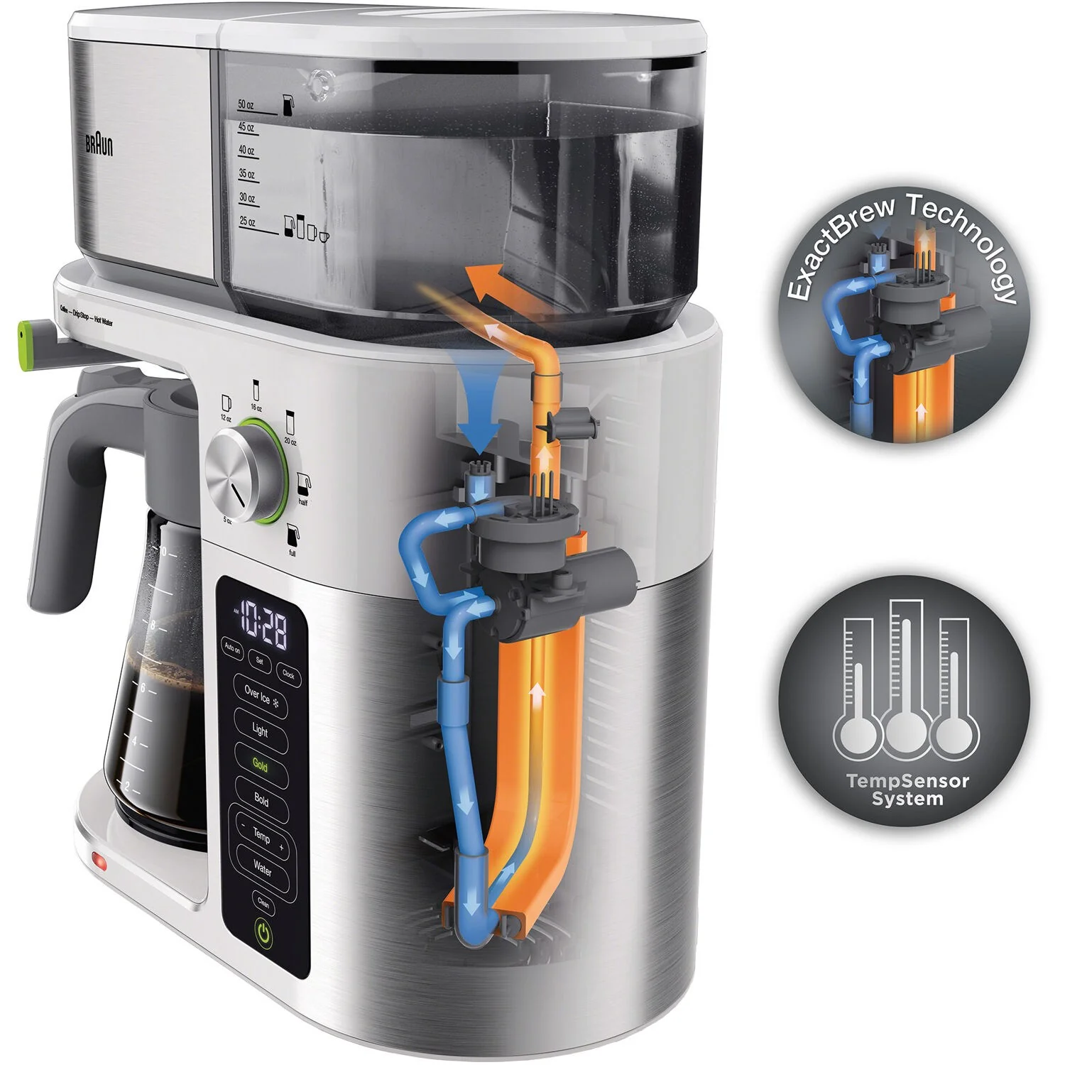 Braun Multiserve Brewing System in Stainless Steel and White with Glass Carafe (KF9150WH) - Image 10