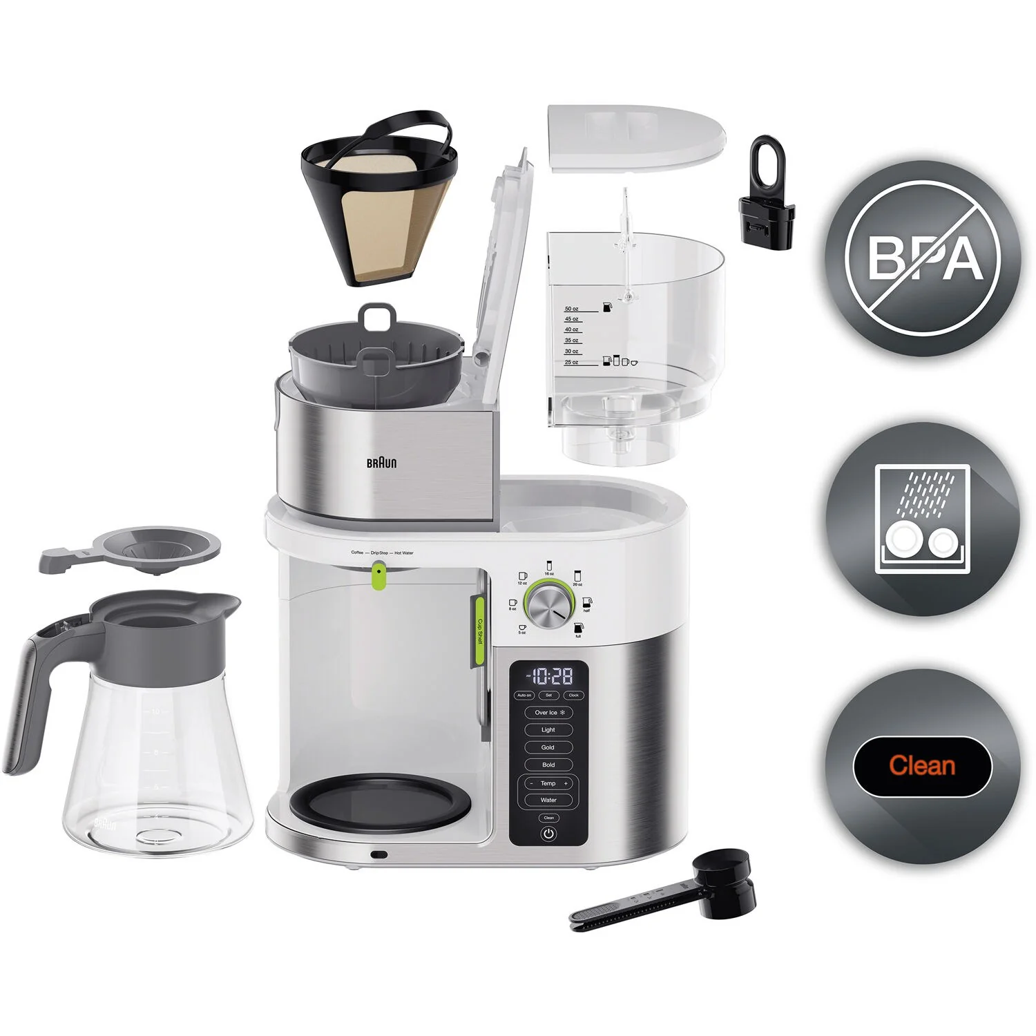 Braun Multiserve Brewing System in Stainless Steel and White with Glass Carafe (KF9150WH) - Image 13