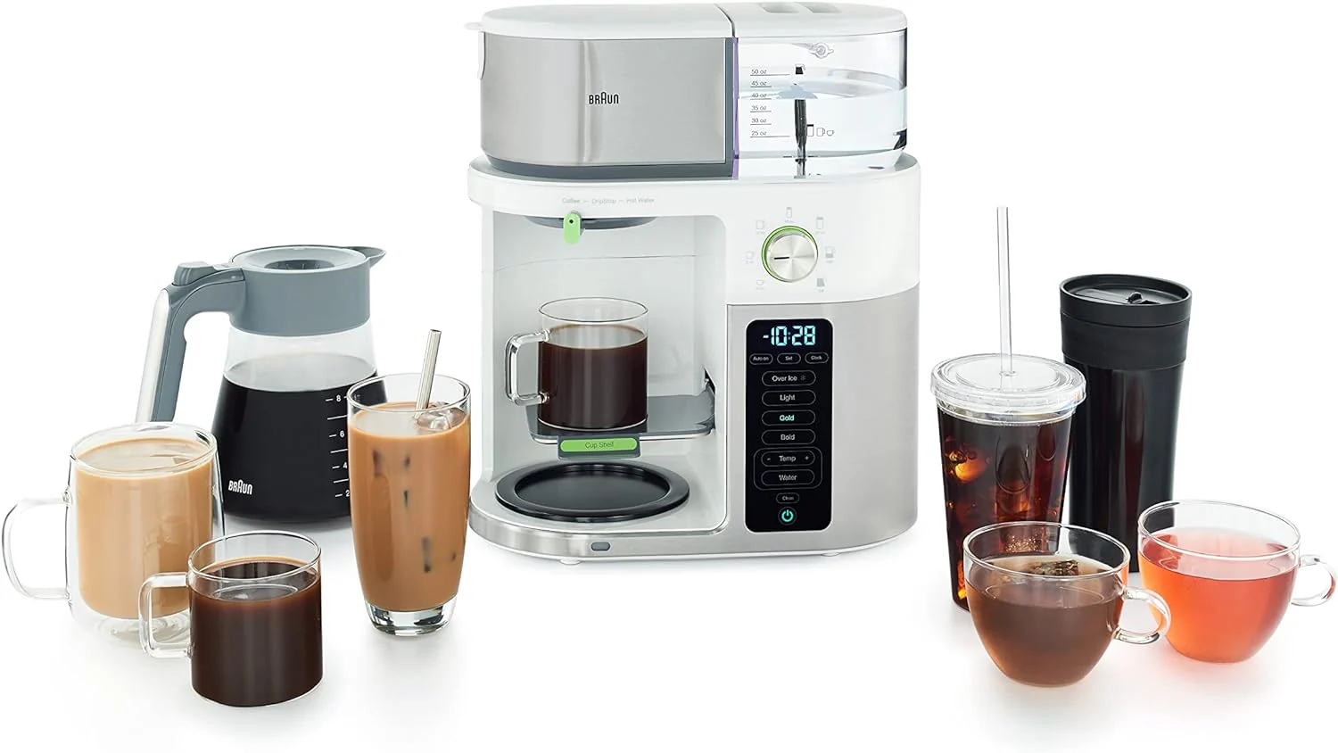 Braun Multiserve Brewing System in Stainless Steel and White with Glass Carafe (KF9150WH) - Image 15