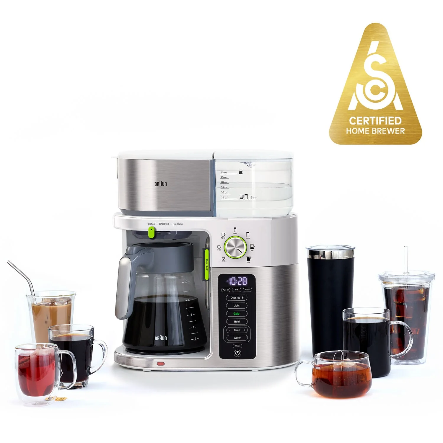 Braun Multiserve Brewing System in Stainless Steel and White with Glass Carafe (KF9150WH) - Image 16