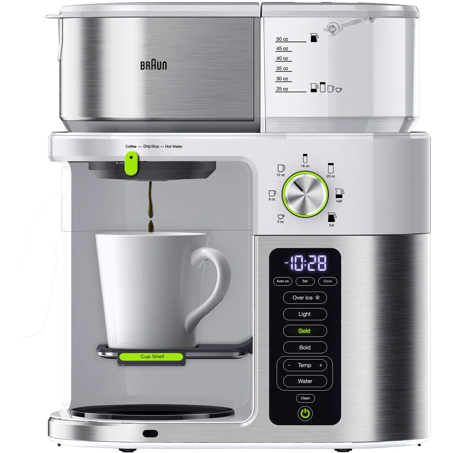 Braun Multiserve Brewing System in Stainless Steel and White with Glass Carafe (KF9150WH) - Image 6