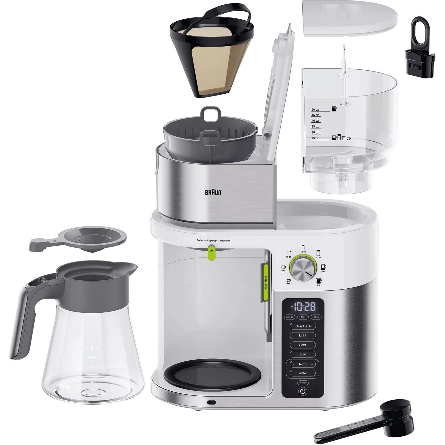 Braun Multiserve Brewing System in Stainless Steel and White with Glass Carafe (KF9150WH) - Image 7