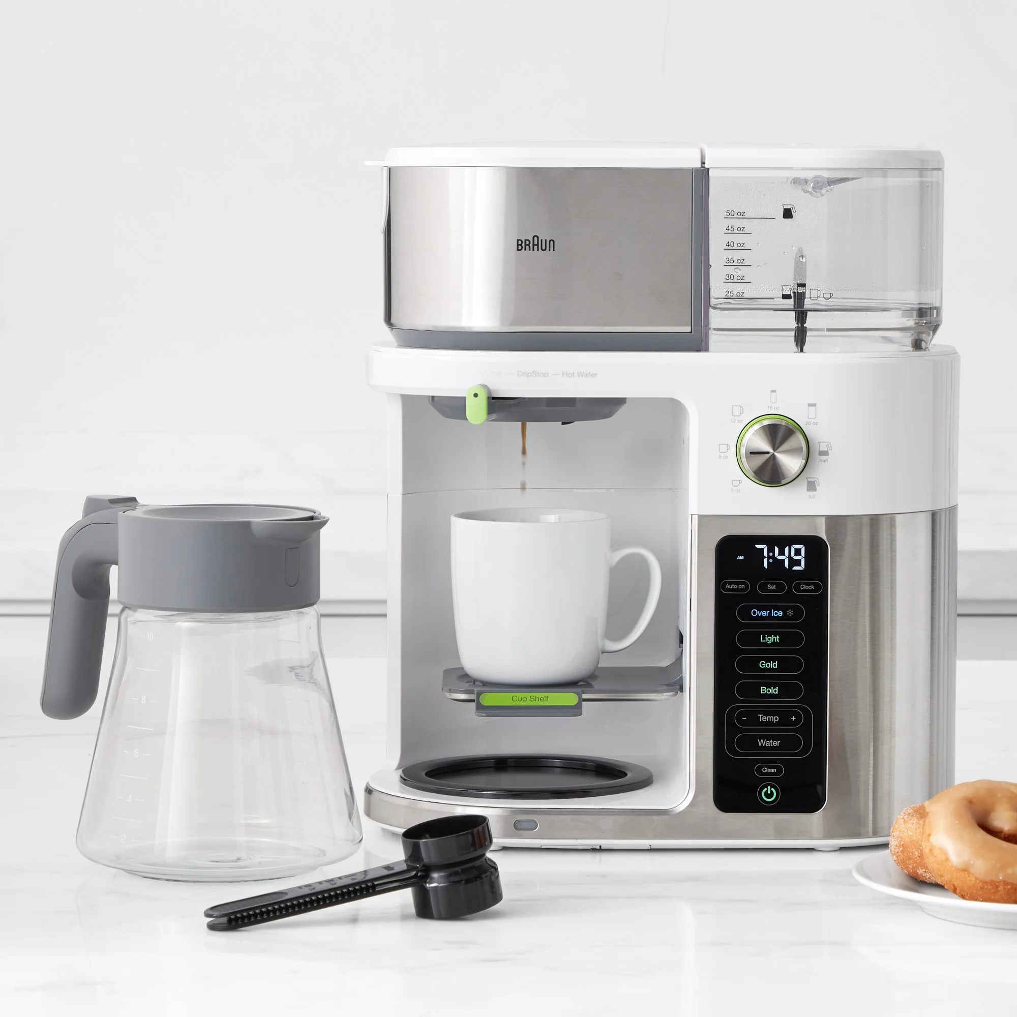 Braun Multiserve Brewing System in Stainless Steel and White with Glass Carafe (KF9150WH) - Image 8