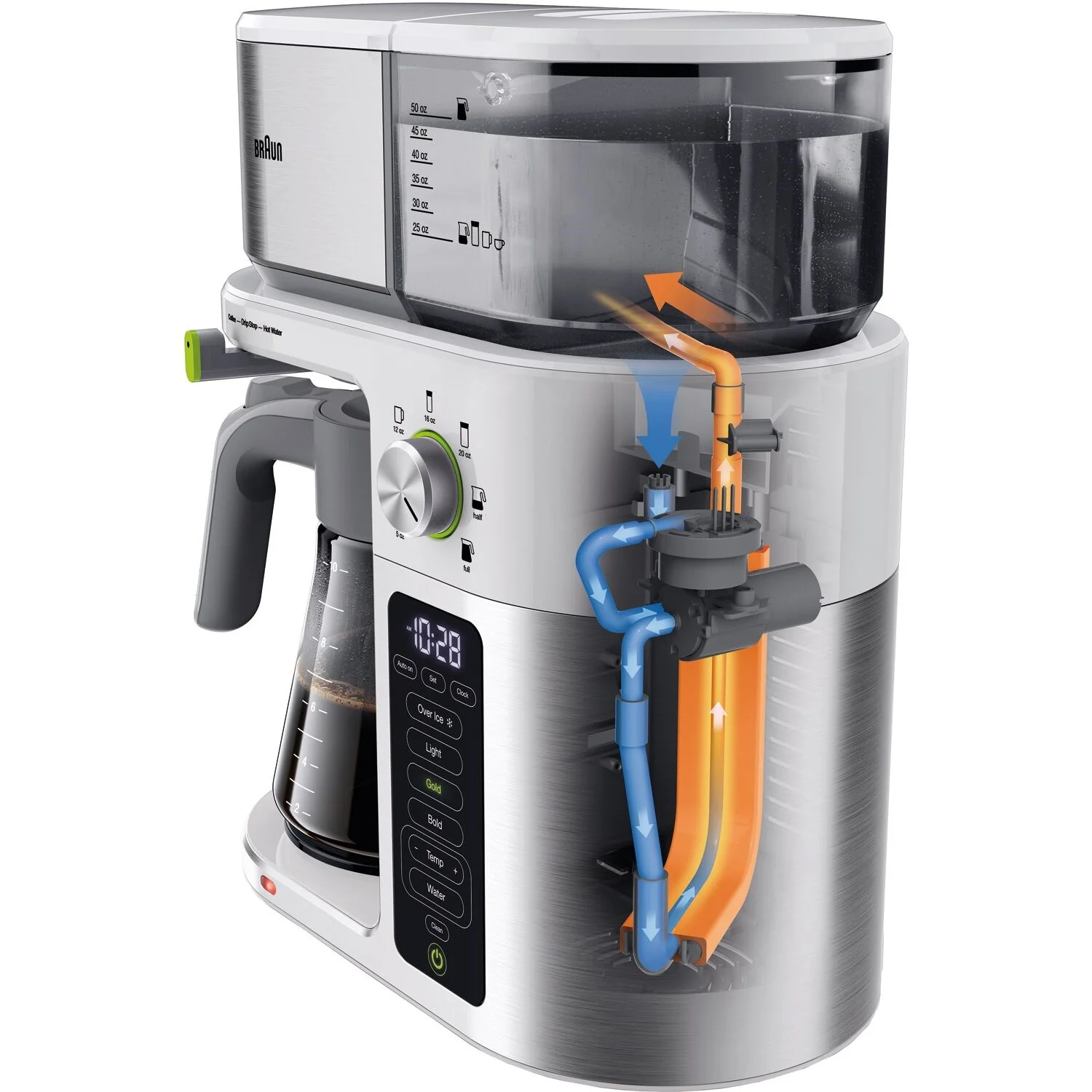 Braun Multiserve Brewing System in Stainless Steel and White with Glass Carafe (KF9150WH) - Image 9