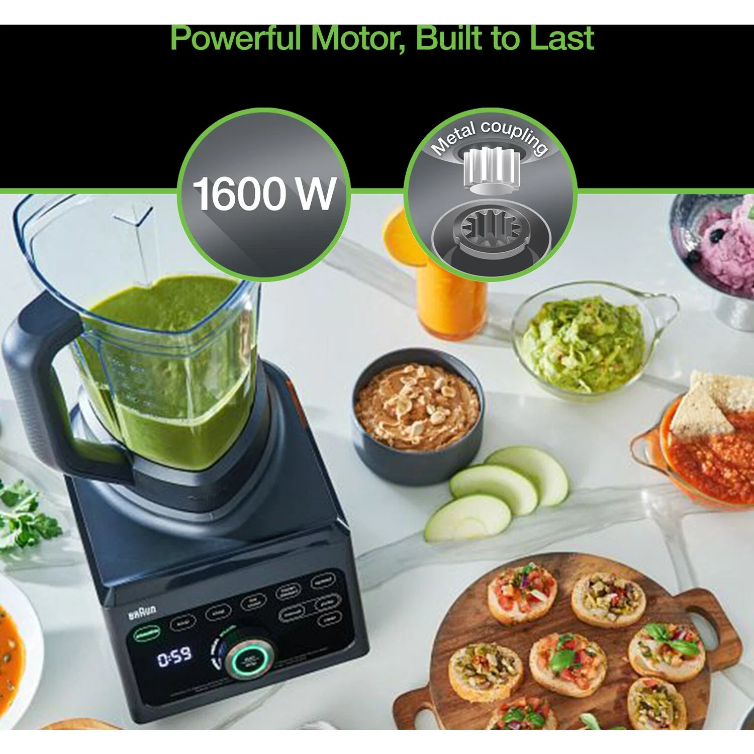 Braun TriForce Power Blender 1600 Watts, 18 Food Programs in Black (JB9040BK) - Image 16