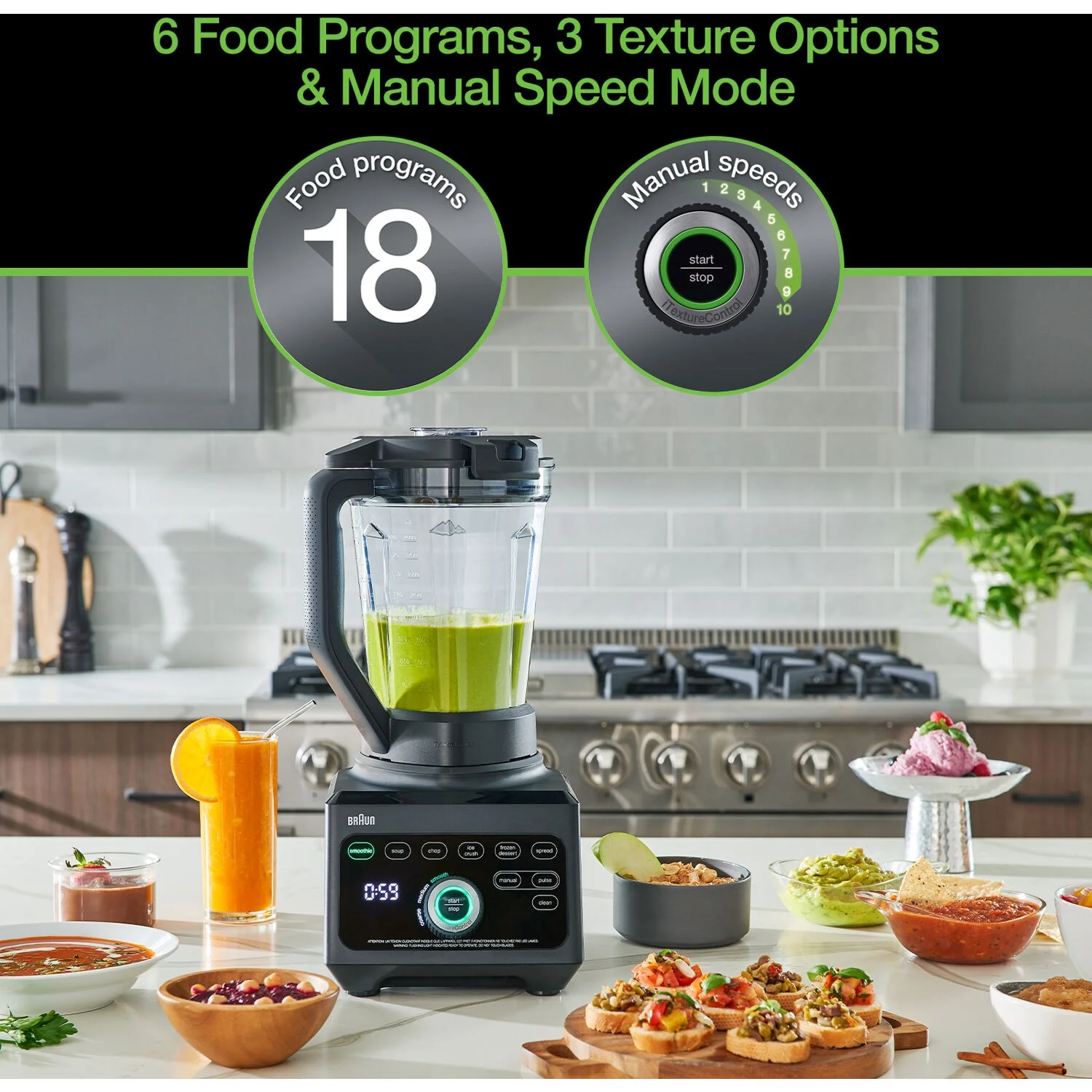 Braun TriForce Power Blender 1600 Watts, 18 Food Programs in Black (JB9040BK) - Image 17