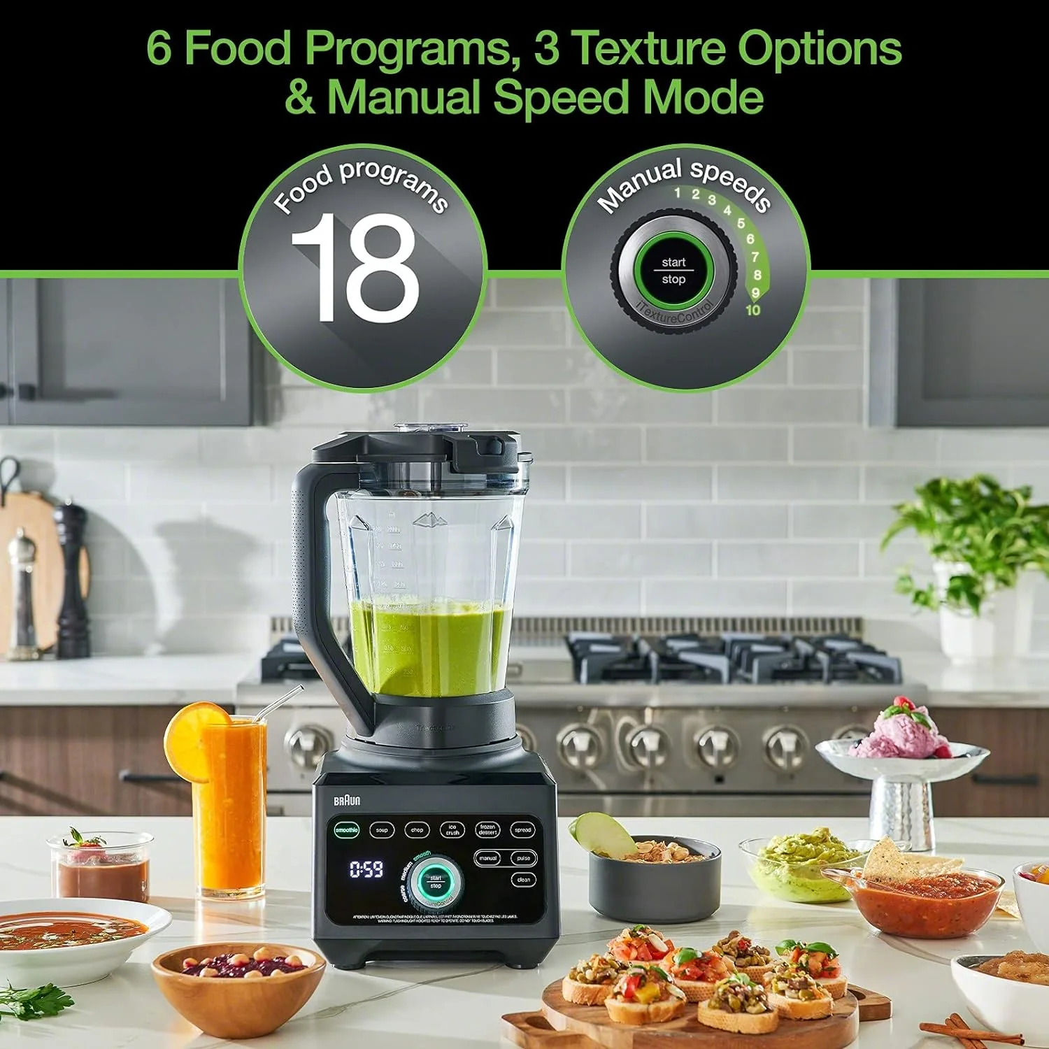 Braun TriForce Power Blender 1600 Watts, 18 Food Programs with Accessories in Black (JB9041BK) - Image 10