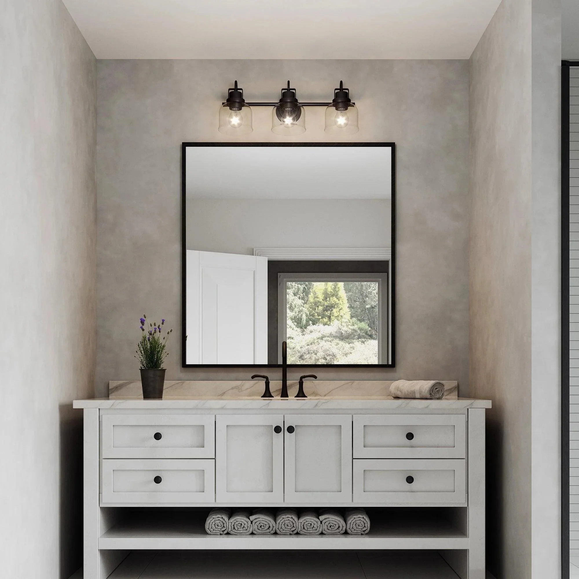Parrot Uncle Brighton 3-Light Dark Bronze Dimmable Bathroom Vanity Light (BR803BLK) - Image 2