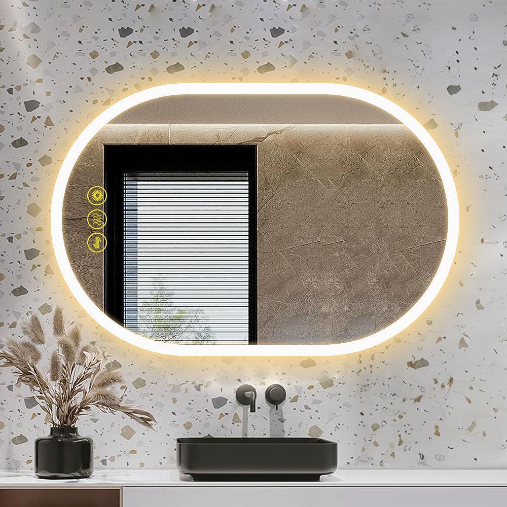 Parrot Uncle BrightView Oval Frameless LED Anti-Fog Dimmable Bathroom Vanity Mirror - Image 10