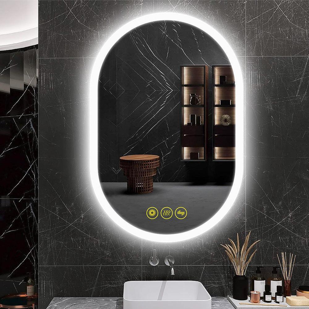 Parrot Uncle BrightView Oval Frameless LED Anti-Fog Dimmable Bathroom Vanity Mirror - Image 11