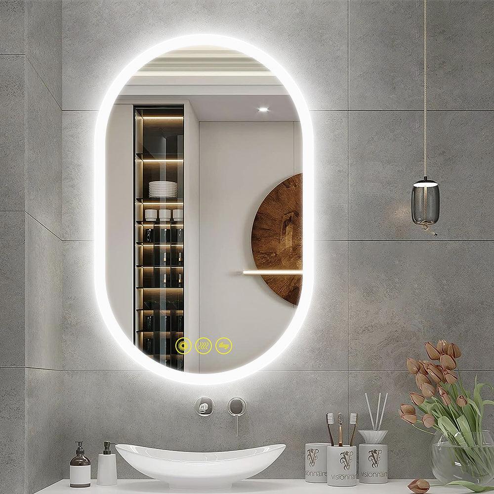 Parrot Uncle BrightView Oval Frameless LED Anti-Fog Dimmable Bathroom Vanity Mirror - Image 2