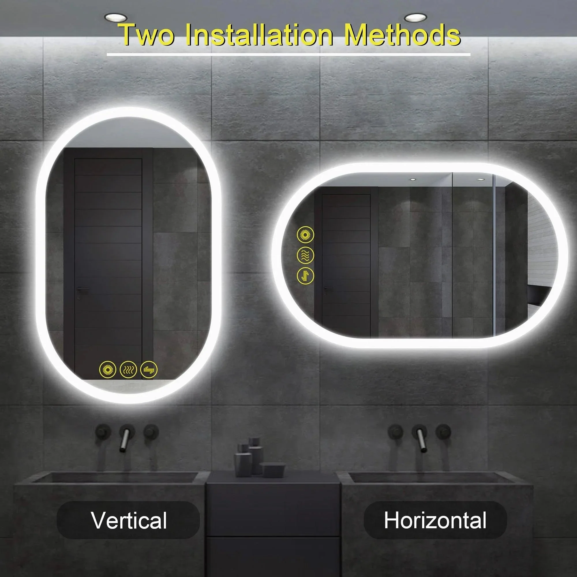 Parrot Uncle BrightView Oval Frameless LED Anti-Fog Dimmable Bathroom Vanity Mirror - Image 7