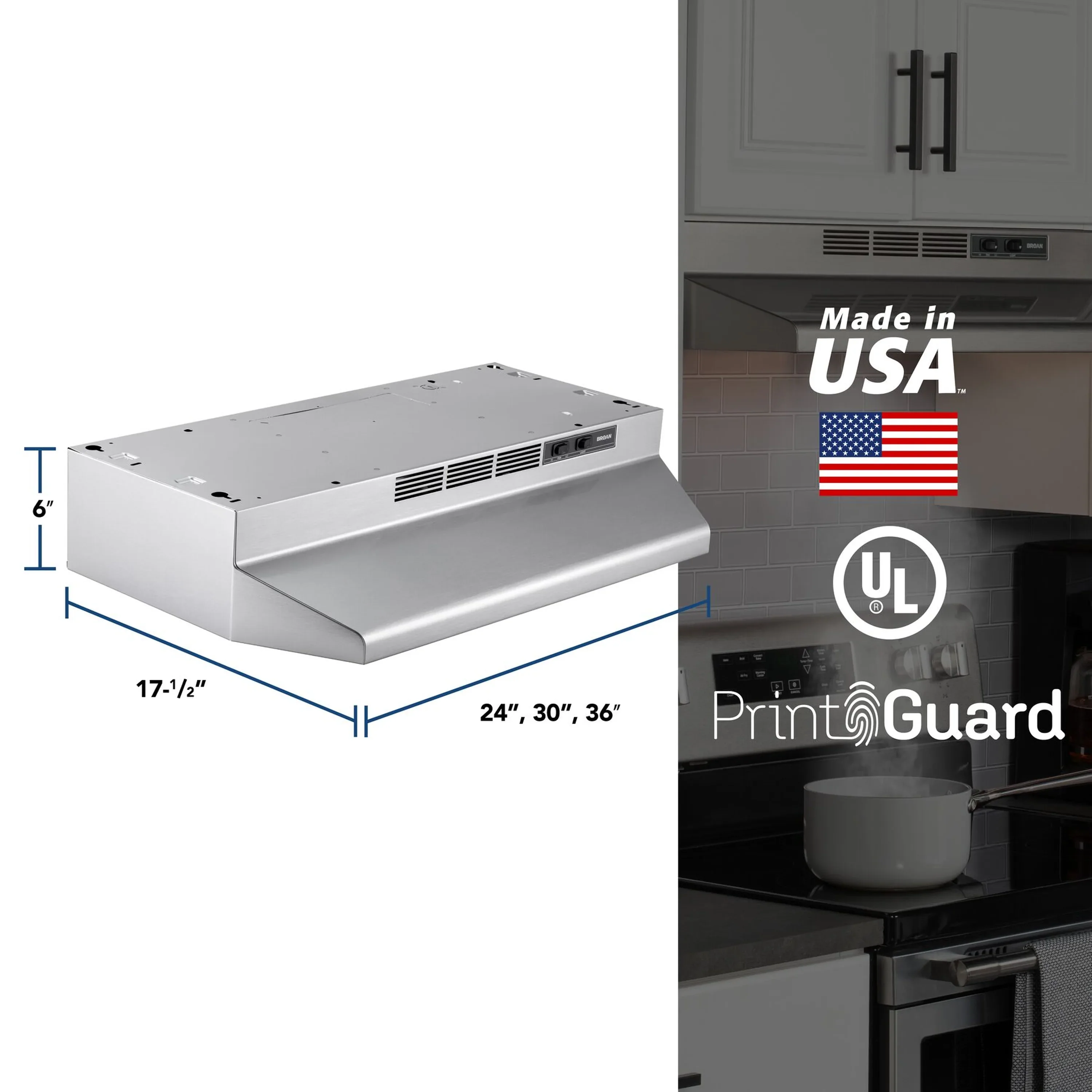 Broan-NuTone 24-Inch Ductless Under Cabinet Range Hood in Stainless Steel (4124SF) - Image 6