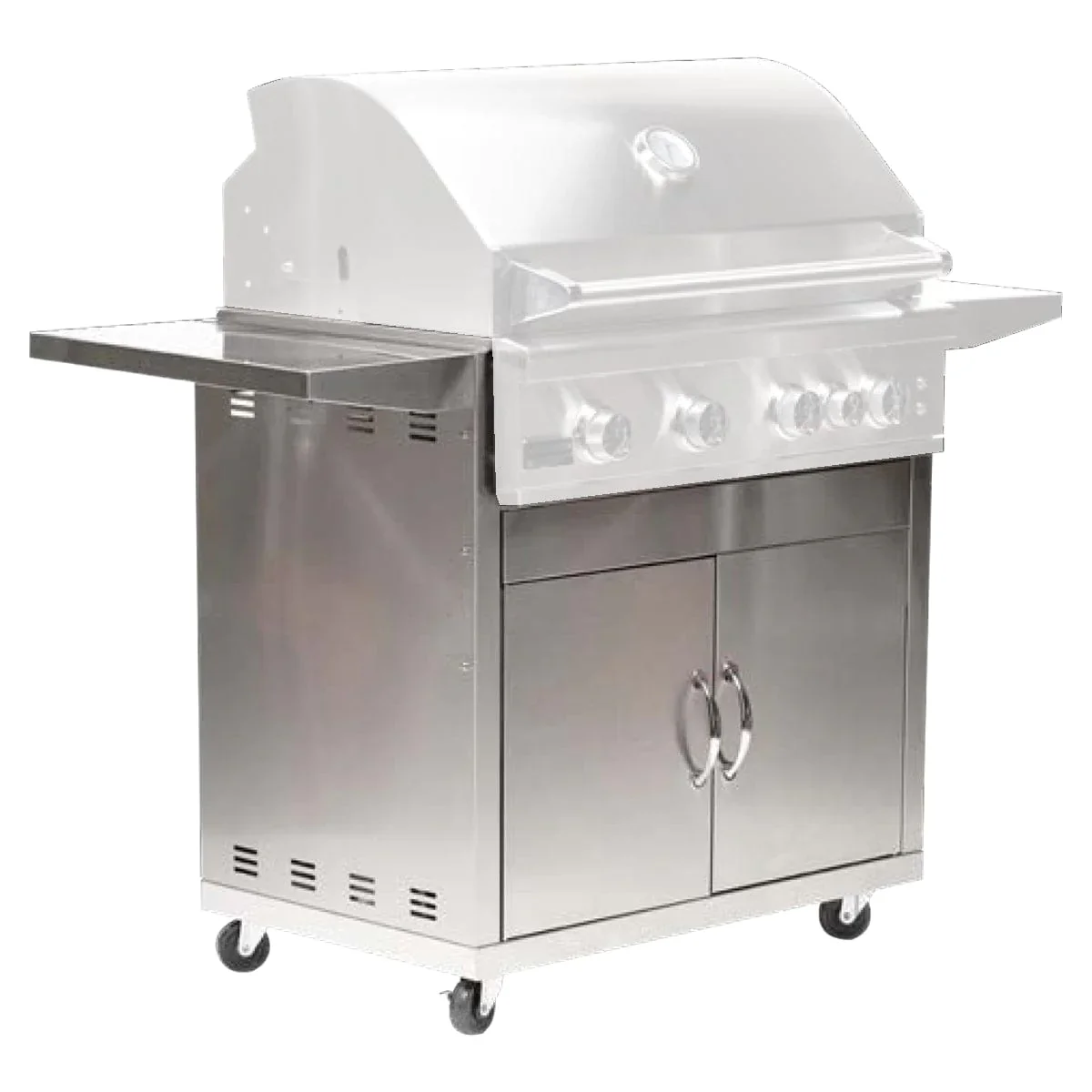 Broilmaster 32-Inch 4-Burners Premium Propane Gas Grill and Grill Cart in Stainless Steel - Image 3