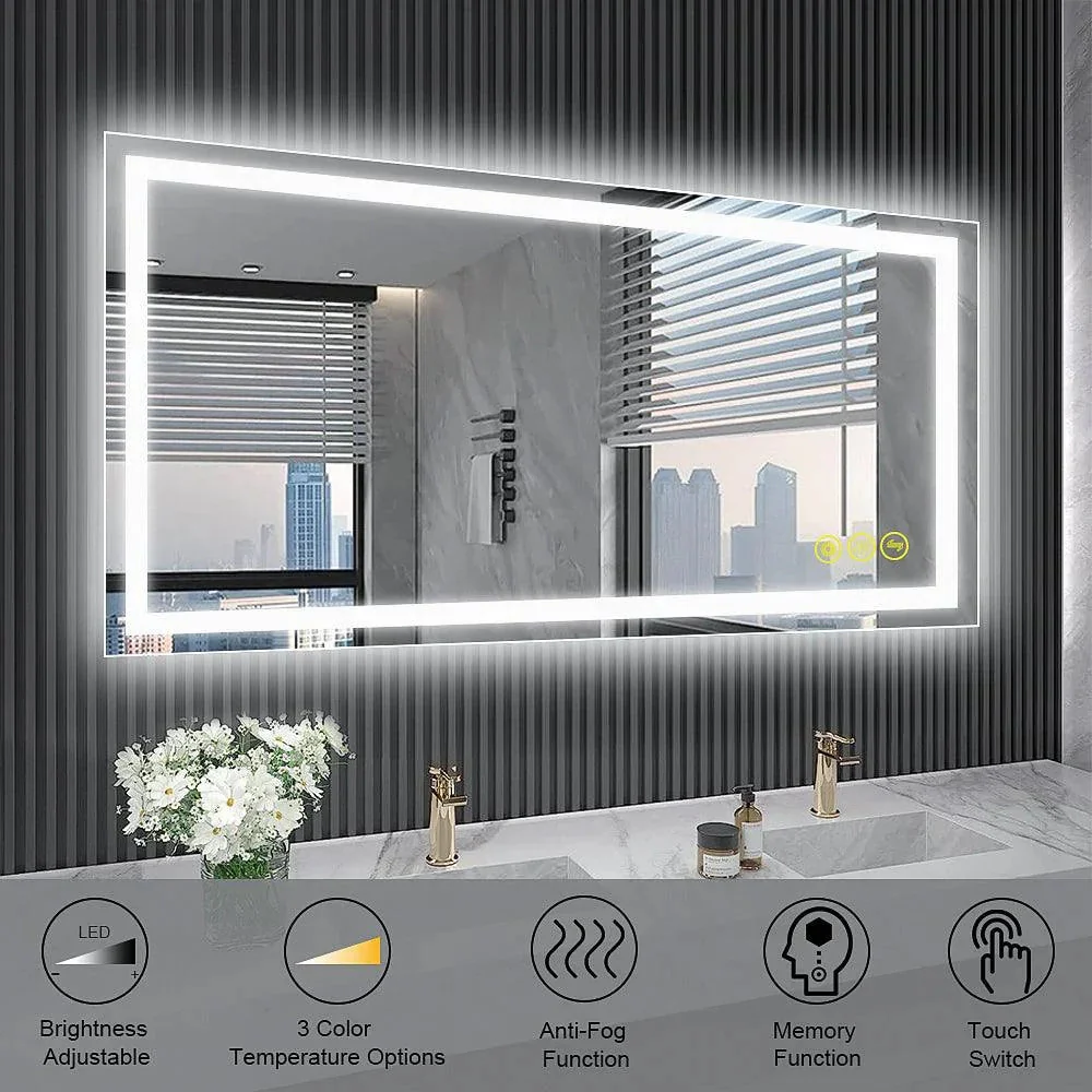 Parrot Uncle GlareGuard Rectangular Anti-Fog Dimmable Backlit LED Bathroom Vanity Mirror - Image 10