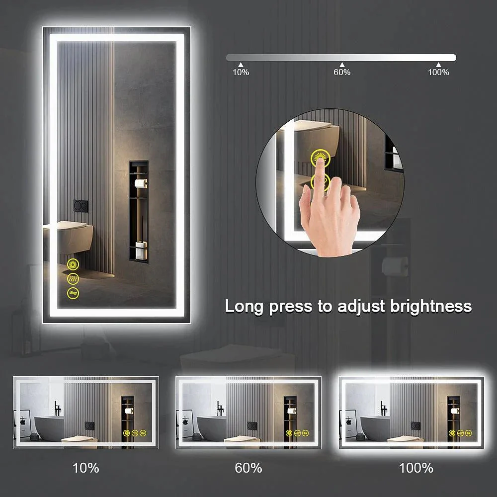 Parrot Uncle GlareGuard Rectangular Anti-Fog Dimmable Backlit LED Bathroom Vanity Mirror - Image 12