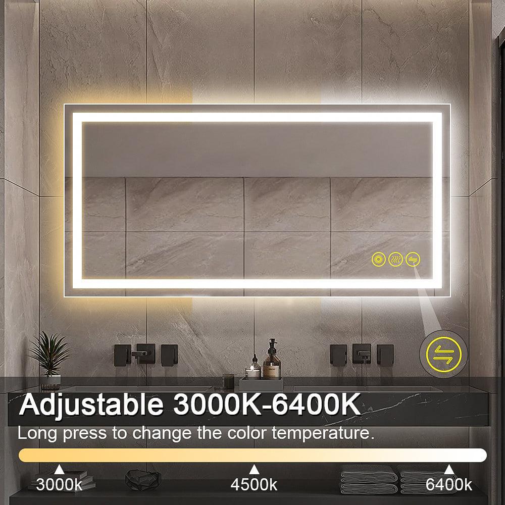 Parrot Uncle GlareGuard Rectangular Anti-Fog Dimmable Backlit LED Bathroom Vanity Mirror - Image 13