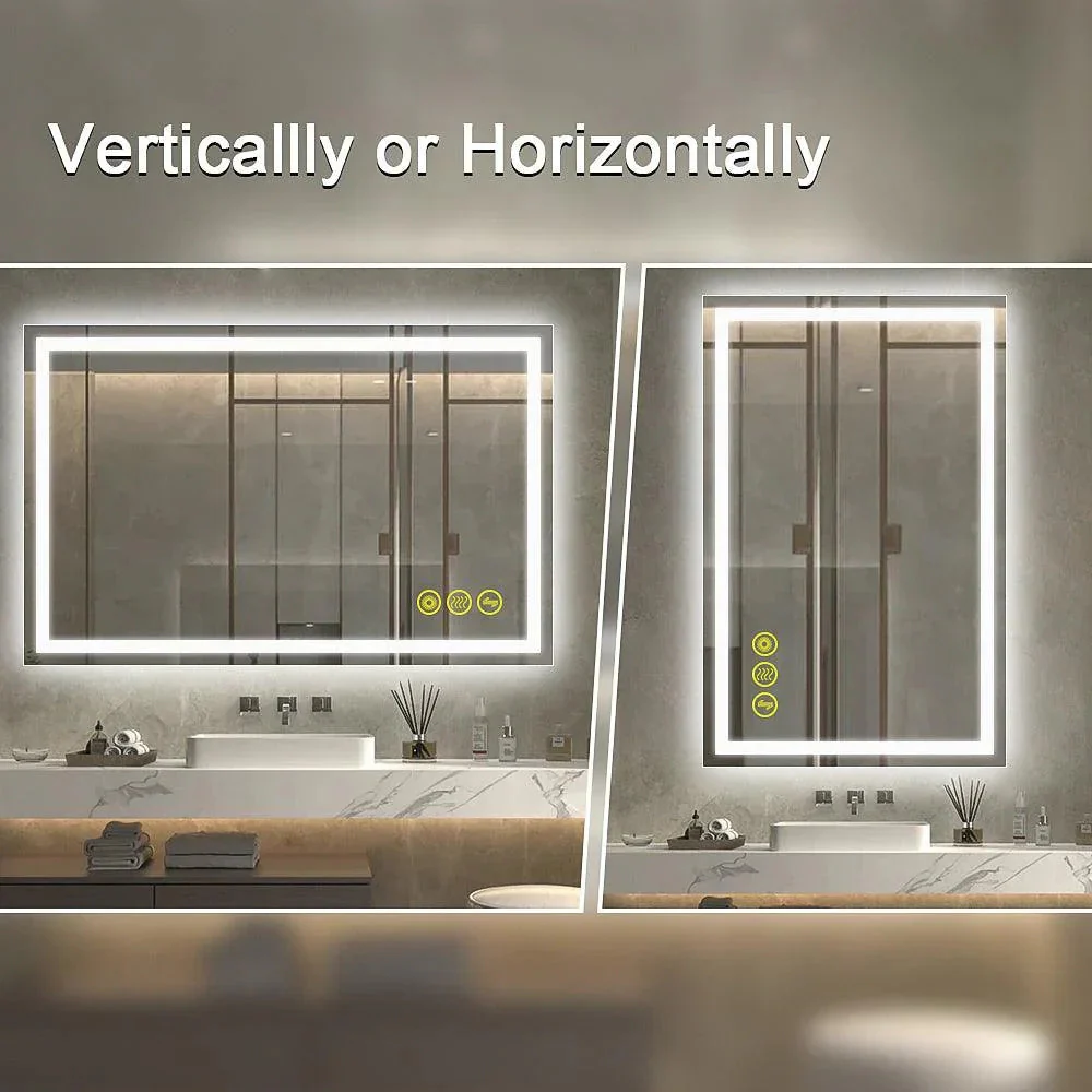 Parrot Uncle GlareGuard Rectangular Anti-Fog Dimmable Backlit LED Bathroom Vanity Mirror - Image 16