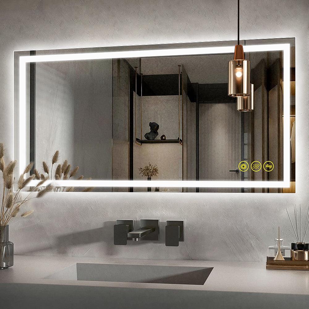 Parrot Uncle GlareGuard Rectangular Anti-Fog Dimmable Backlit LED Bathroom Vanity Mirror - Image 17