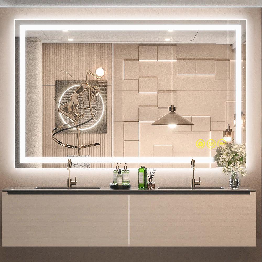 Parrot Uncle GlareGuard Rectangular Anti-Fog Dimmable Backlit LED Bathroom Vanity Mirror - Image 18