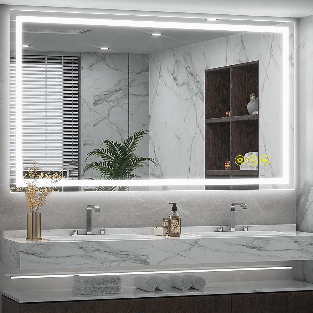 Parrot Uncle GlareGuard Rectangular Anti-Fog Dimmable Backlit LED Bathroom Vanity Mirror - Image 19