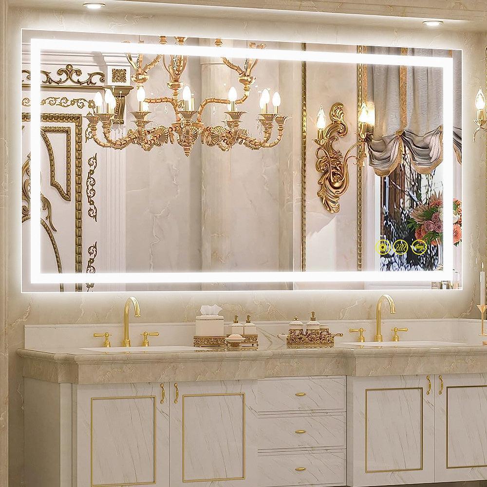Parrot Uncle GlareGuard Rectangular Anti-Fog Dimmable Backlit LED Bathroom Vanity Mirror - Image 2