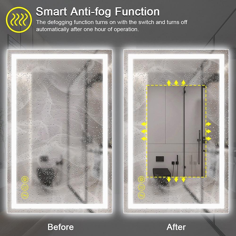 Parrot Uncle GlareGuard Rectangular Anti-Fog Dimmable Backlit LED Bathroom Vanity Mirror - Image 20