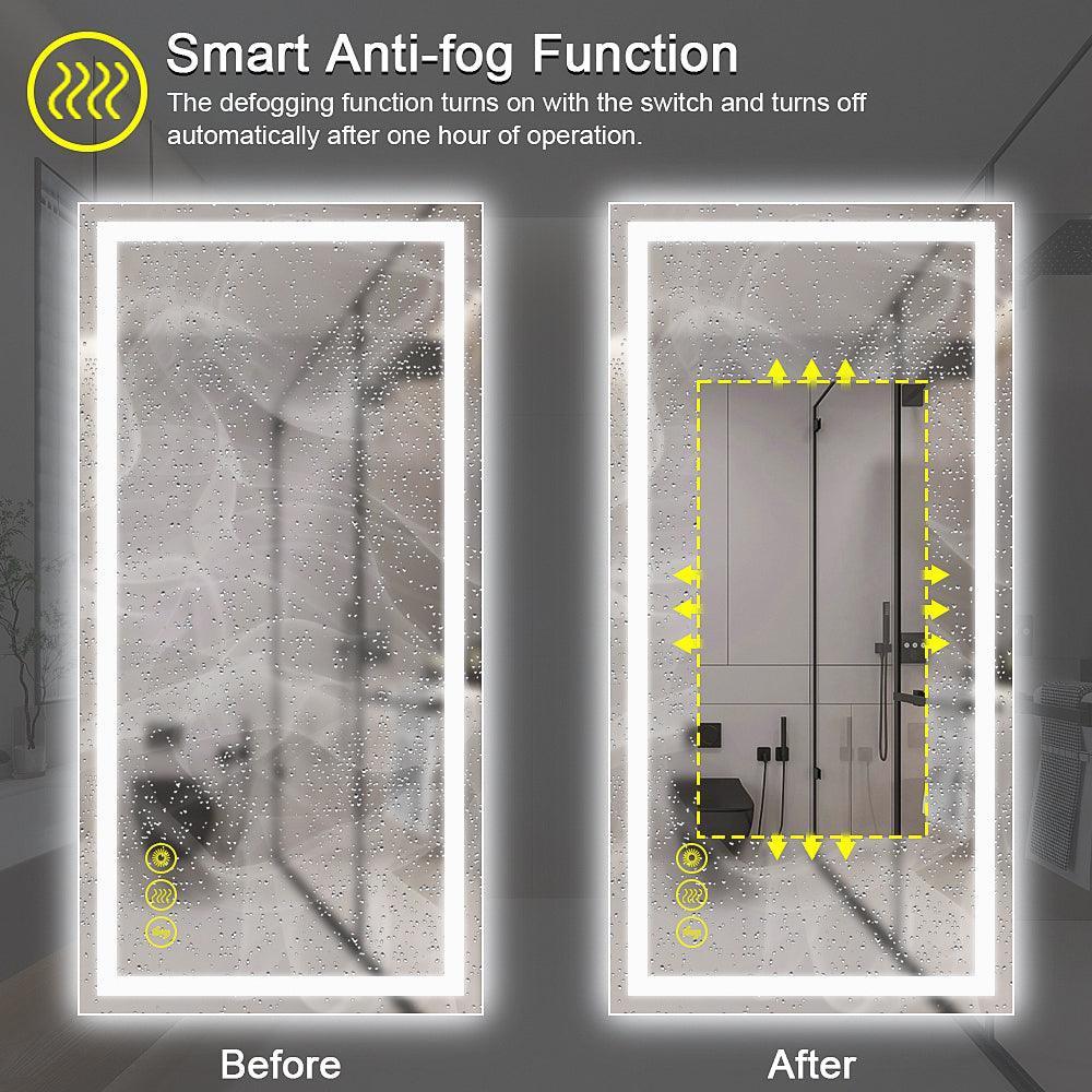 Parrot Uncle GlareGuard Rectangular Anti-Fog Dimmable Backlit LED Bathroom Vanity Mirror - Image 23