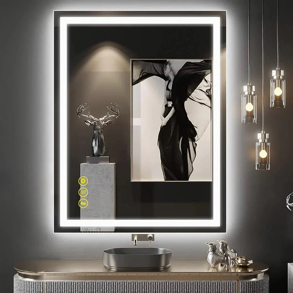 Parrot Uncle GlareGuard Rectangular Anti-Fog Dimmable Backlit LED Bathroom Vanity Mirror - Image 26