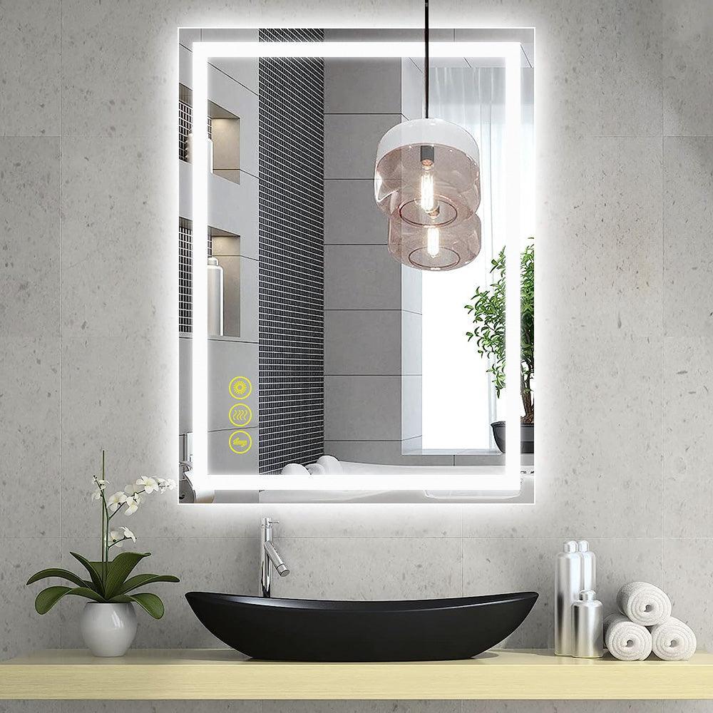 Parrot Uncle GlareGuard Rectangular Anti-Fog Dimmable Backlit LED Bathroom Vanity Mirror - Image 29