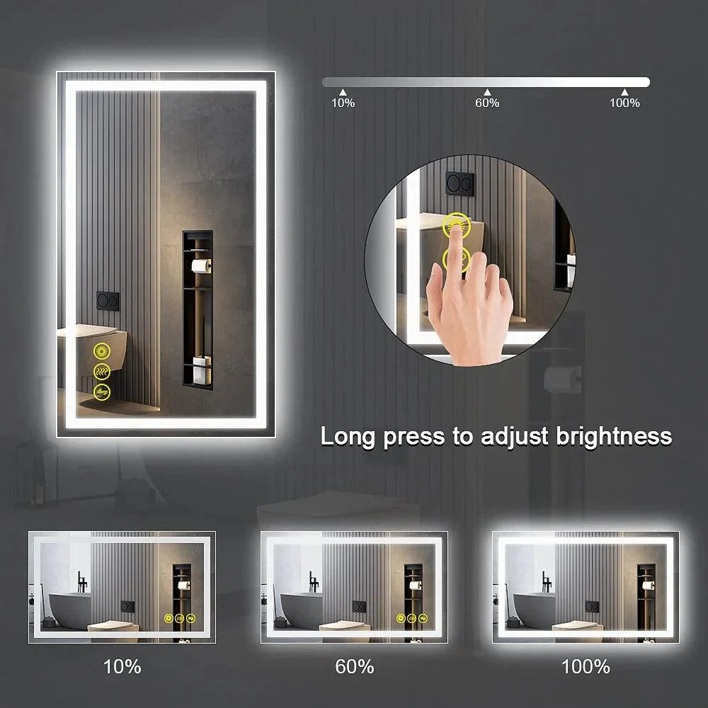 Parrot Uncle GlareGuard Rectangular Anti-Fog Dimmable Backlit LED Bathroom Vanity Mirror - Image 3