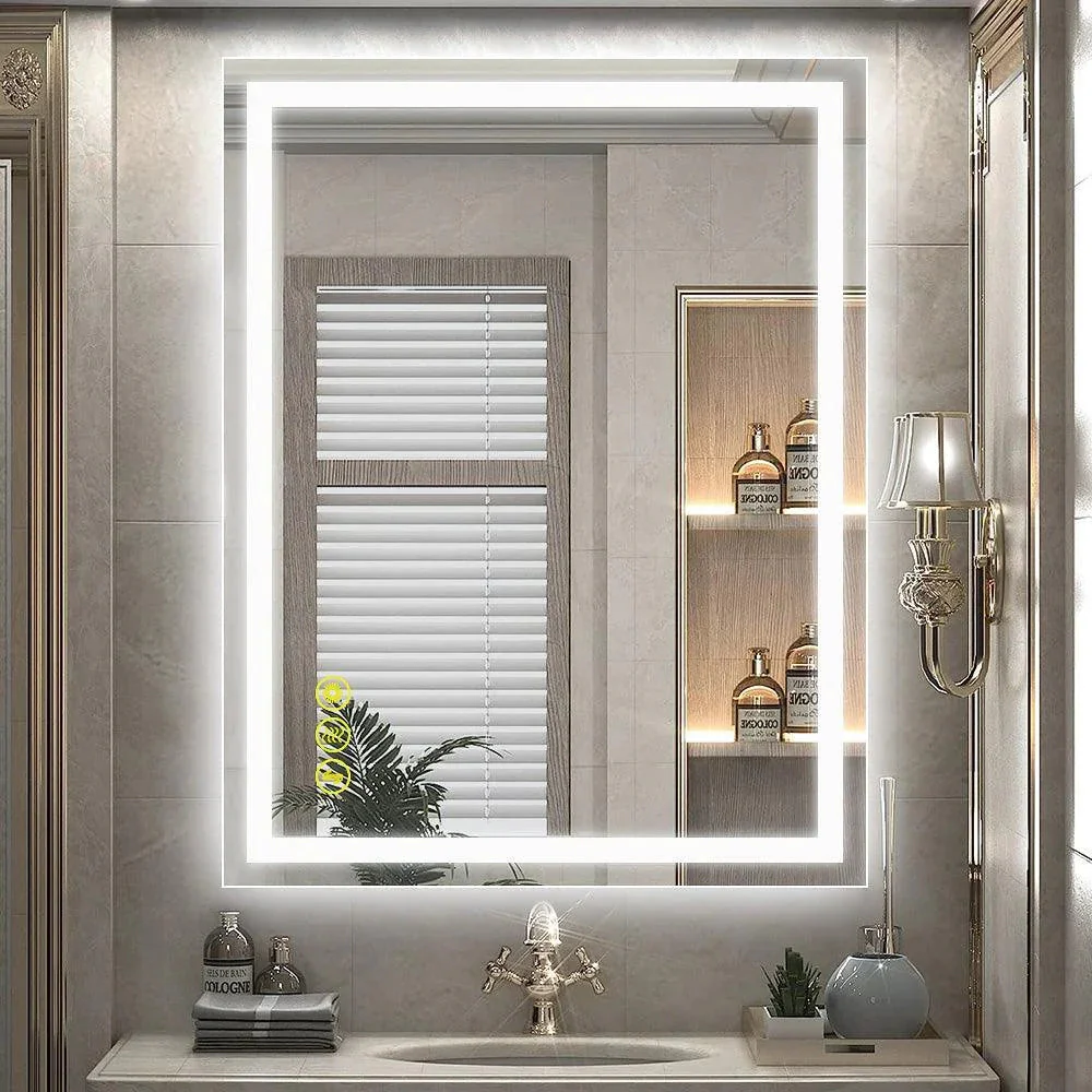 Parrot Uncle GlareGuard Rectangular Anti-Fog Dimmable Backlit LED Bathroom Vanity Mirror - Image 30