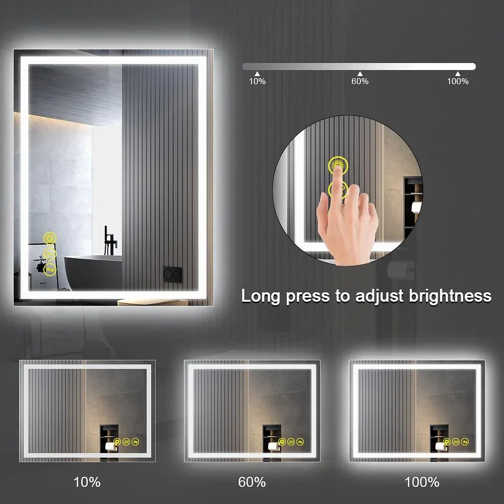 Parrot Uncle GlareGuard Rectangular Anti-Fog Dimmable Backlit LED Bathroom Vanity Mirror - Image 32
