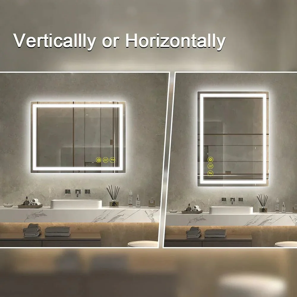 Parrot Uncle GlareGuard Rectangular Anti-Fog Dimmable Backlit LED Bathroom Vanity Mirror - Image 36
