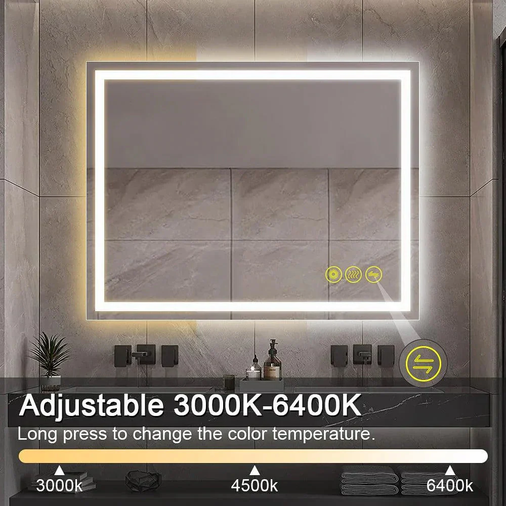 Parrot Uncle GlareGuard Rectangular Anti-Fog Dimmable Backlit LED Bathroom Vanity Mirror - Image 37