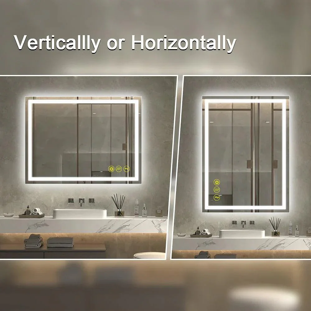 Parrot Uncle GlareGuard Rectangular Anti-Fog Dimmable Backlit LED Bathroom Vanity Mirror - Image 39