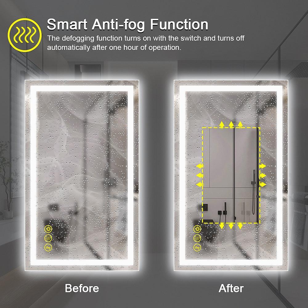 Parrot Uncle GlareGuard Rectangular Anti-Fog Dimmable Backlit LED Bathroom Vanity Mirror - Image 4