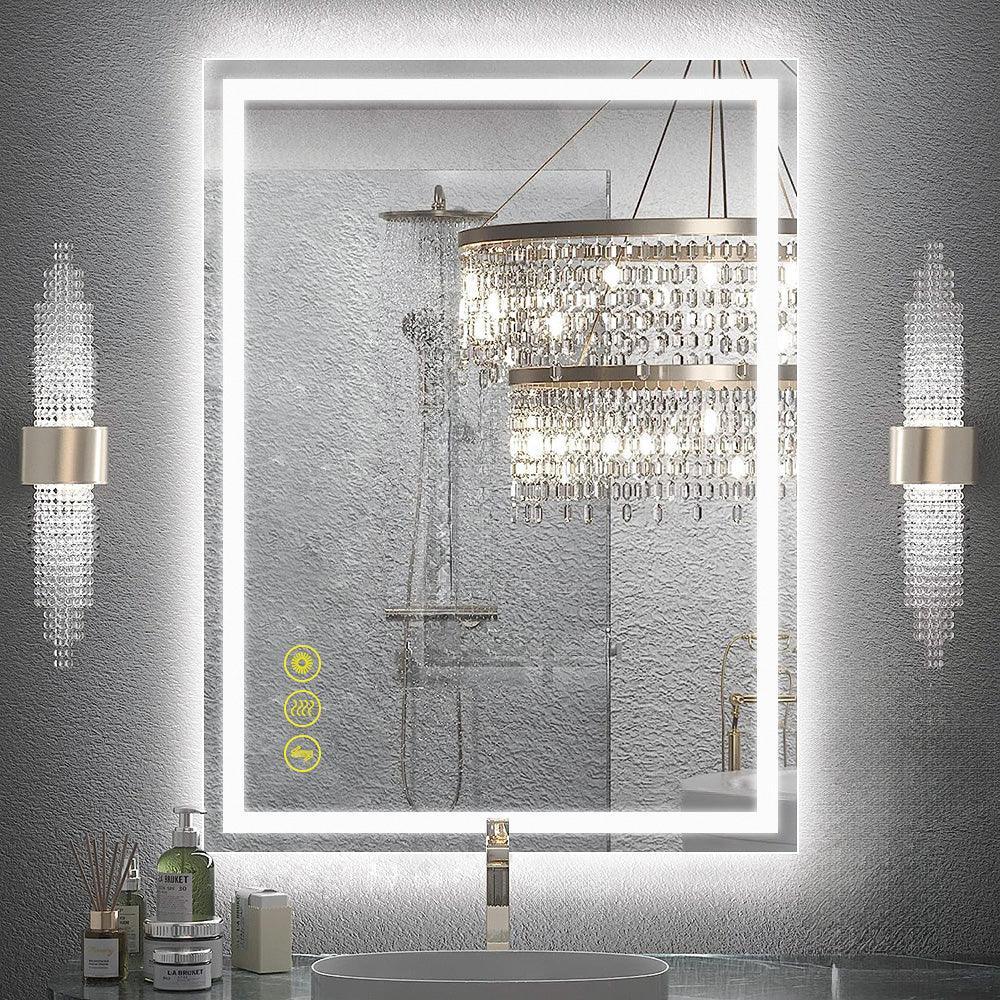 Parrot Uncle GlareGuard Rectangular Anti-Fog Dimmable Backlit LED Bathroom Vanity Mirror - Image 42